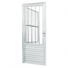 Porta Aluminio MGM Fosco C/Postigo e Grade e Vidro 80cm Direita