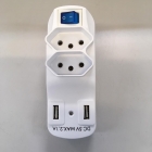 Adaptador Multiplouso Tomada Dupla 10 A + 2 USB